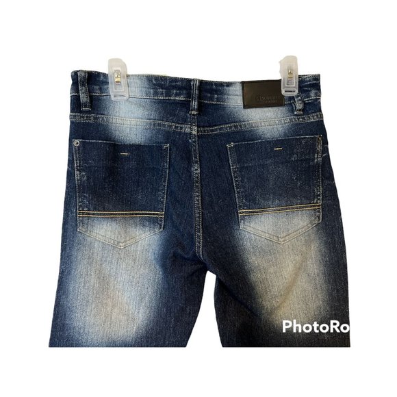 Southpole Blue Moto Skinny Jeans Men 30 x 32 Ribbed Distressed Straight Leg - Picture 9 of 11